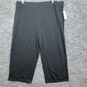 Eileen Fisher 3X Black Cropped Pants Cotton Stretch Jersey Culottes
